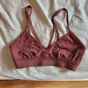 Lululemon Principal Dancer Golden Lining Bralette - Midnight Maroon - size 4